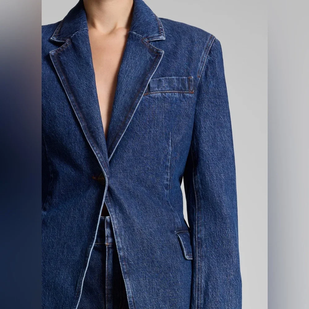 A.L.C $495 Ross Denim Jacket in Mid Rinse - Picture 3 of 4